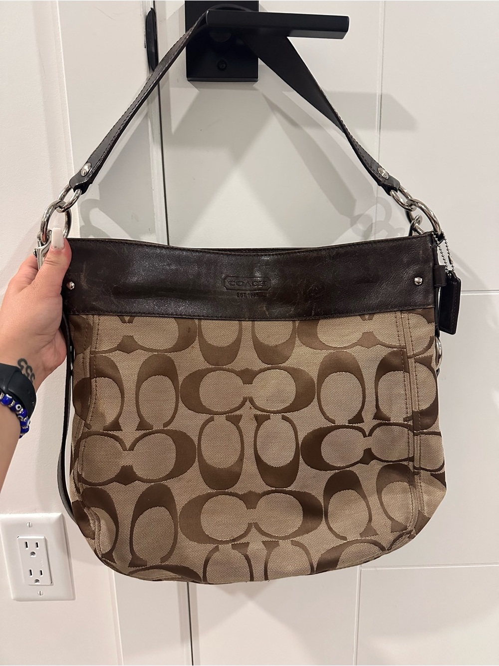 Vintage Coach Zoe Signature Canvas Hobo Shoulder Bag - 2009